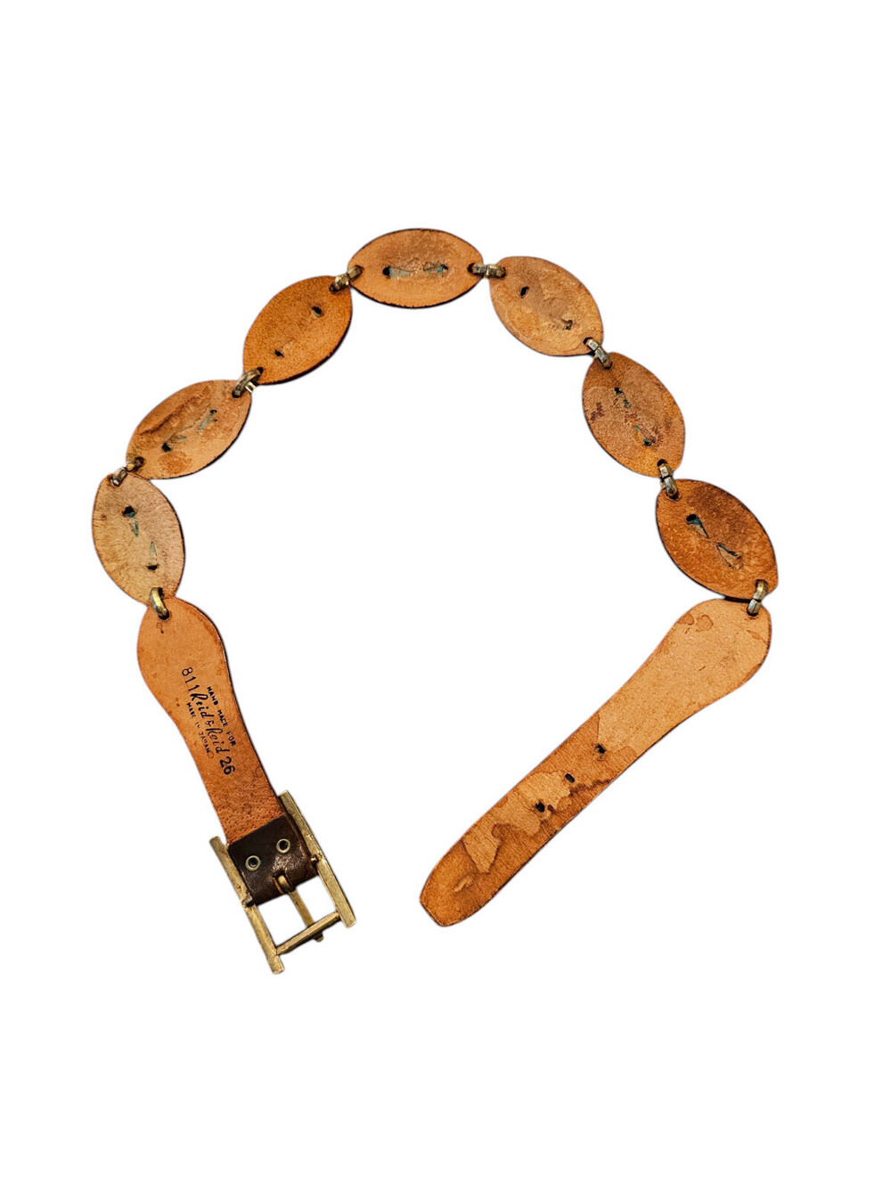 Vintage 1940s Ried & Reid brown leather linked concho belt Womens Sz 26 - Picture 3 of 4